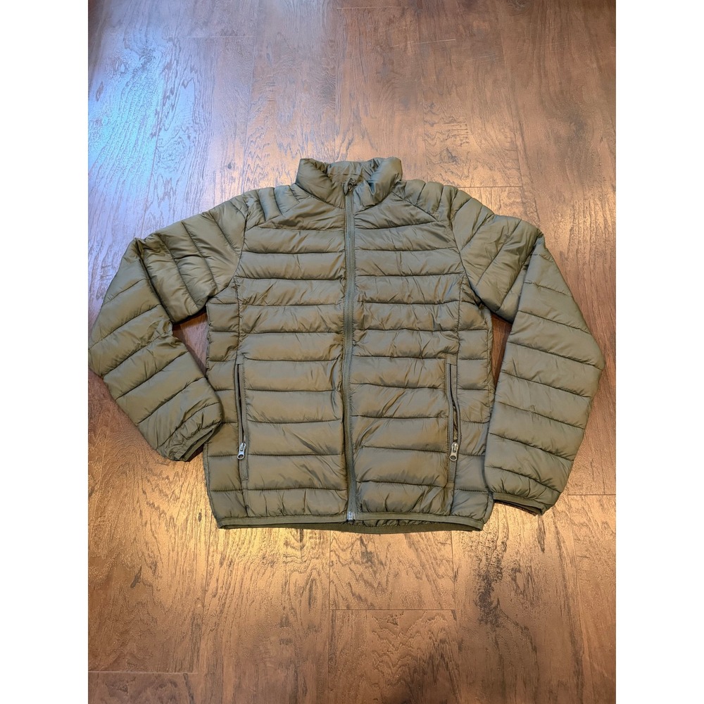 TEX Women's Lightweight Puffer Jacket Olive Green Full Zip Packable P